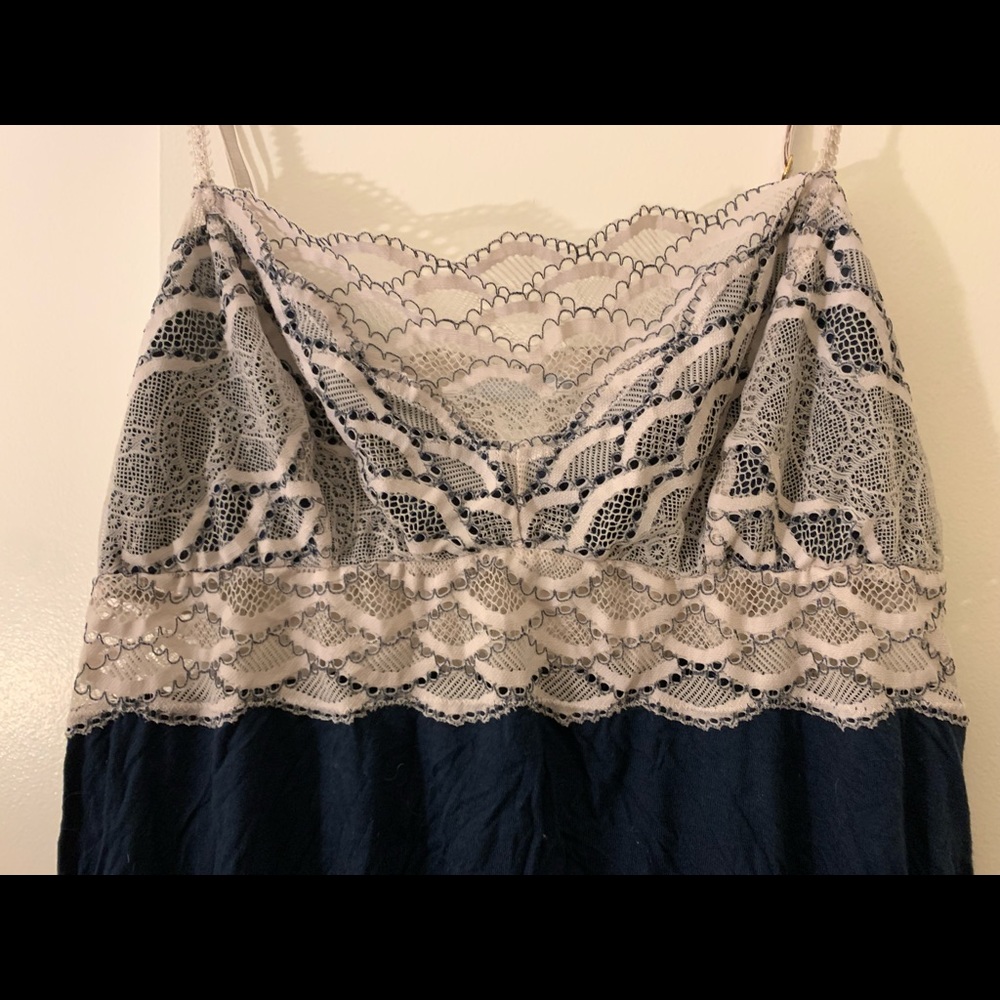 Eberjey navy and white lace babydoll